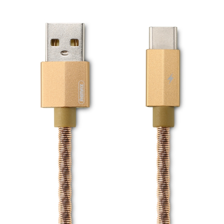 

REMAX RC-110a USB-C / Type-C Fast Charging Aluminum Alloy Wave Spring Tube Data Cable, Length: 1m(Gold)