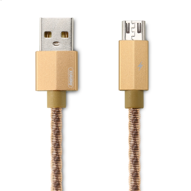 

REMAX RC-110m Micro USB Fast Charging Aluminum Alloy Wave Spring Tube Data Cable, Length: 1m(Gold)