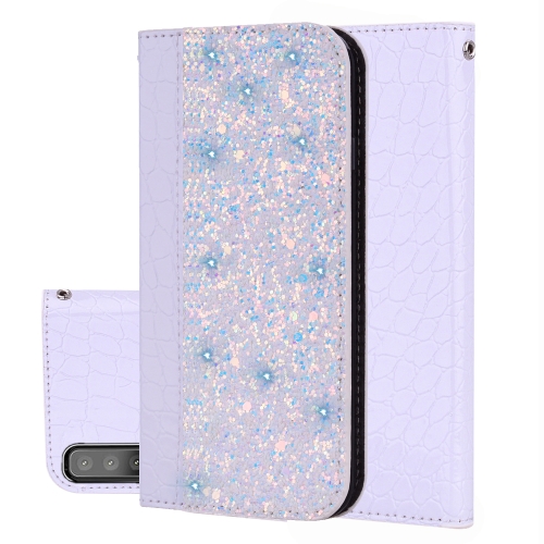 

Crocodile Texture Glitter Powder Horizontal Flip Leather Case for Galaxy A9(2018), with Card Slots & Holder (White)