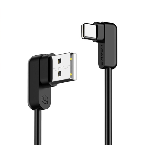 

USAMS US-SJ167 U-Flow Series 1.2m 2A Output USB to USB-C / Type-C Double Elbow Data Sync Charging Cable(Black)