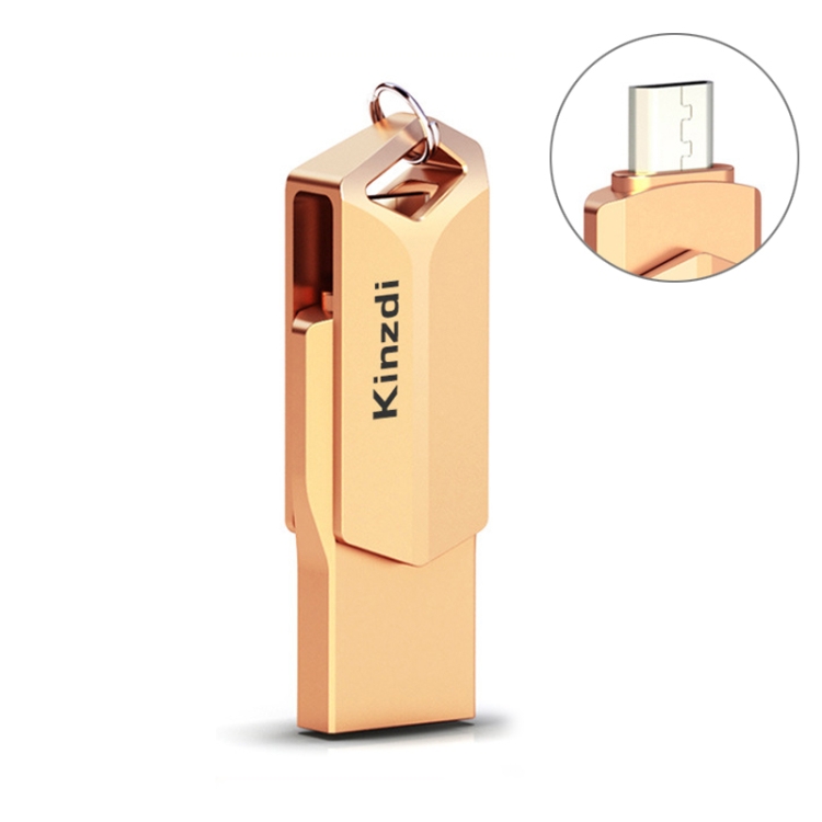 

Kinzdi 16GB USB 2.0 Android Phone & Computer Dual-use Rotary Metal U Disk V9 (Rose Gold)