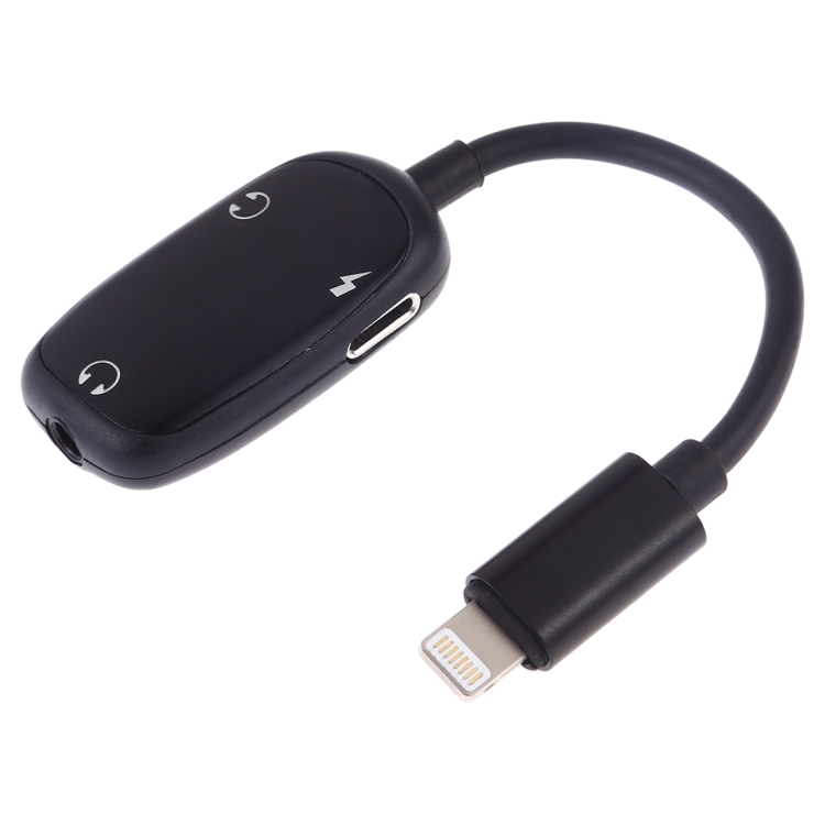 

8 Pin to 8 Pin Charging Interface + 8 Pin Earphone Interface + 3.5mm Audio Interface Earphone Adapter(Black)