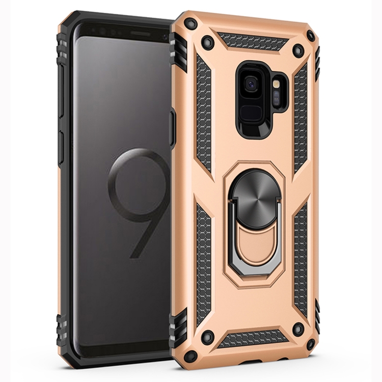 

Armor Shockproof TPU + PC Protective Case for Galaxy S9, with 360 Degree Rotation Holder (Gold)