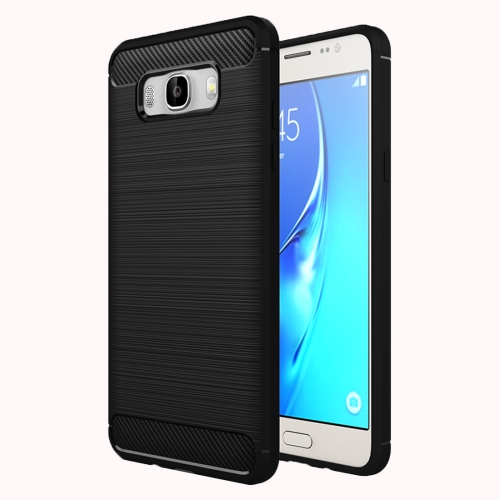 

For Galaxy J7 (2016) / J710 Brushed Texture Fiber TPU Rugged Armor Protective Case(Black)