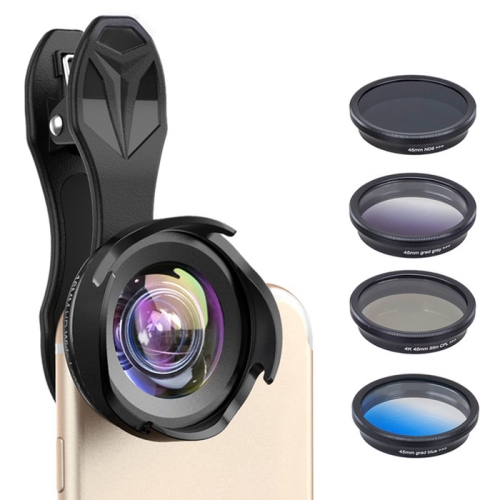 

APEXEL APL-16MMS 6 in 1 Universal Phone Lens Set 16mm 0.6X Wide-angle Lens + 10X Macro Lens Kit + Filter Series (CPL+ND+Gradient Gray+Gradient Blue)