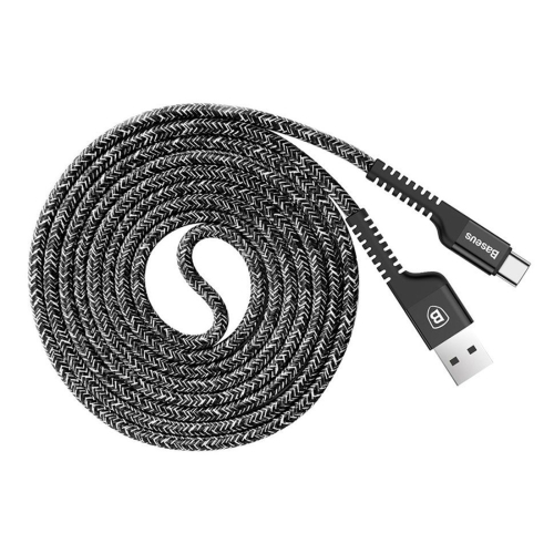 

Baseus 1.5m Weave 9-Layer SR Anti-break Junction Cord 2A Fast Charging USB A to Type-C Data Sync Charge Cable, For Galaxy, Huawei, Xiaomi, LG, HTC and Other Smart Phones(Black)