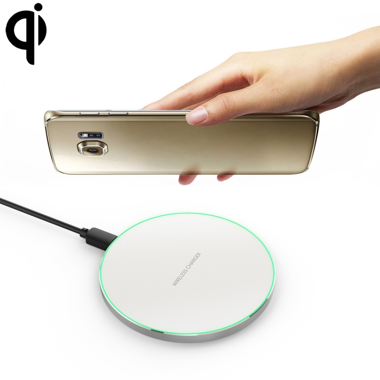 

C1 5V 1-1.5A Output Qi Standard Ultra-thin Aluminum Alloy Fast Wireless Charger with LED Light,Support QI Standard Phone, For iPhone X & 8 & 8 Plus, Galaxy S8 & S8 +, Huawei, Xiaomi, LG, Nokia, Google and Other Smart Phones(White)