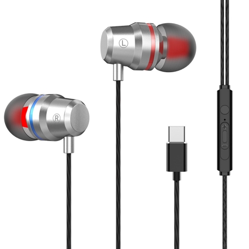 

USB-C / Type-C Interface In Ear Wired Mega Bass Earphone with Mic (Silver)