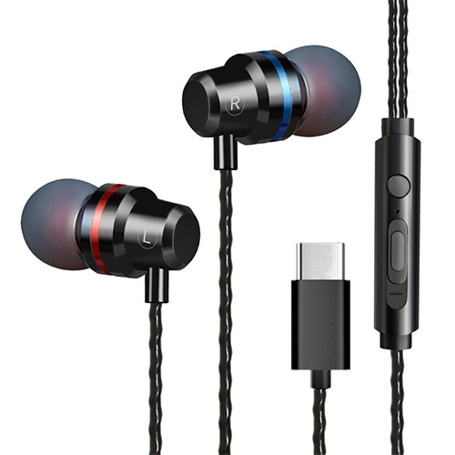 

T1 USB-C / Type-C Interface In Ear Wired Stereo Earphone with Mic(Black)