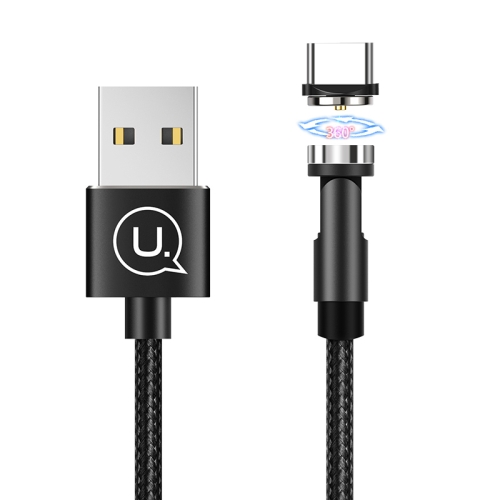 

USAMS US-SJ473 U59 2.4A Type-C / USB-C Rotating Aluminum Alloy Magnetic Charging Cable, Length:1m (Black)