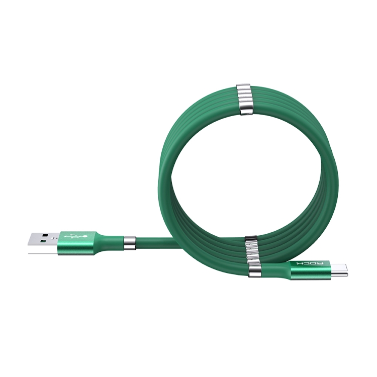 

ROCK 2A Type-C / USB-C Silicone Magnetic Charging Data Cable, Length: 0.9m(Green)