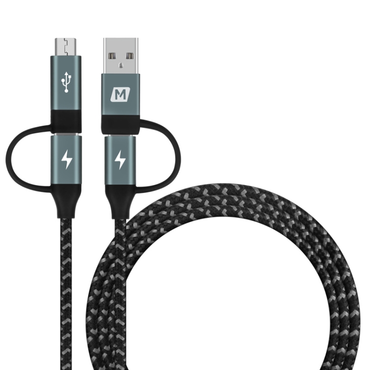 

MOMAX DC12D 4 in 1 3A USB + PD USB-C / Type-C to Micro USB + PD USB-C / Type-C Interfaces PVC + Nylon Braided Data Cable, Cable Length: 1.2m