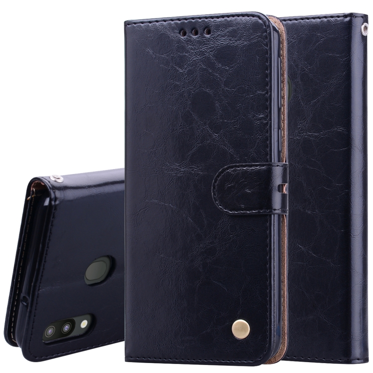

Business Style Oil Wax Texture Horizontal Flip Leather Case for Galaxy M20, with Holder & Card Slots & Wallet (Black)