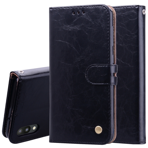 

Business Style Oil Wax Texture Horizontal Flip Leather Case for Galaxy M10, with Holder & Card Slots & Wallet (Black)