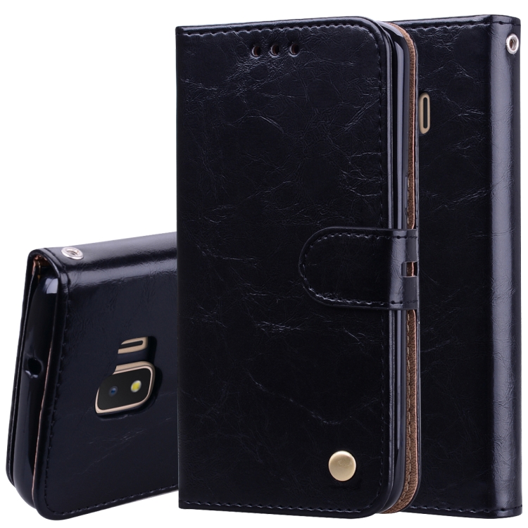 

Business Style Oil Wax Texture Horizontal Flip Leather Case for Galaxy J2 Core, with Holder & Card Slots & Wallet (Black)