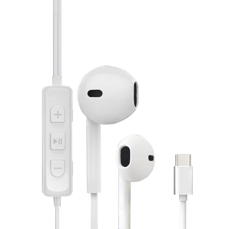 

Type-C Interface In Ear Wired Earphone Live Sound Card Headset with Mic (White)