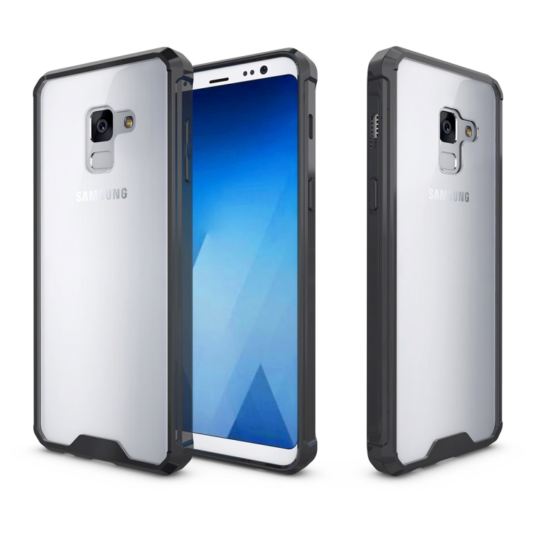 

For Galaxy A8 (2018) Acrylic + TPU Shockproof Transparent Armor Protective Back Cover Case(Black)