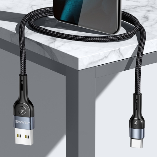

USAMS US-SJ449 U55 2A Type-C / USB-C Aluminum Alloy Weave Charging Cable, Length:1m (Black)
