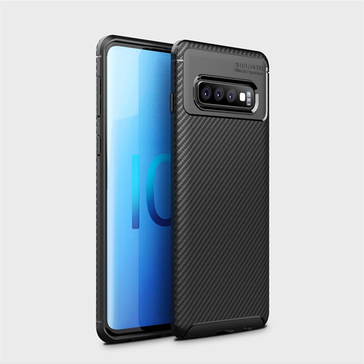 

Carbon Fiber Texture Shockproof TPU Case for Galaxy S10 (Black)