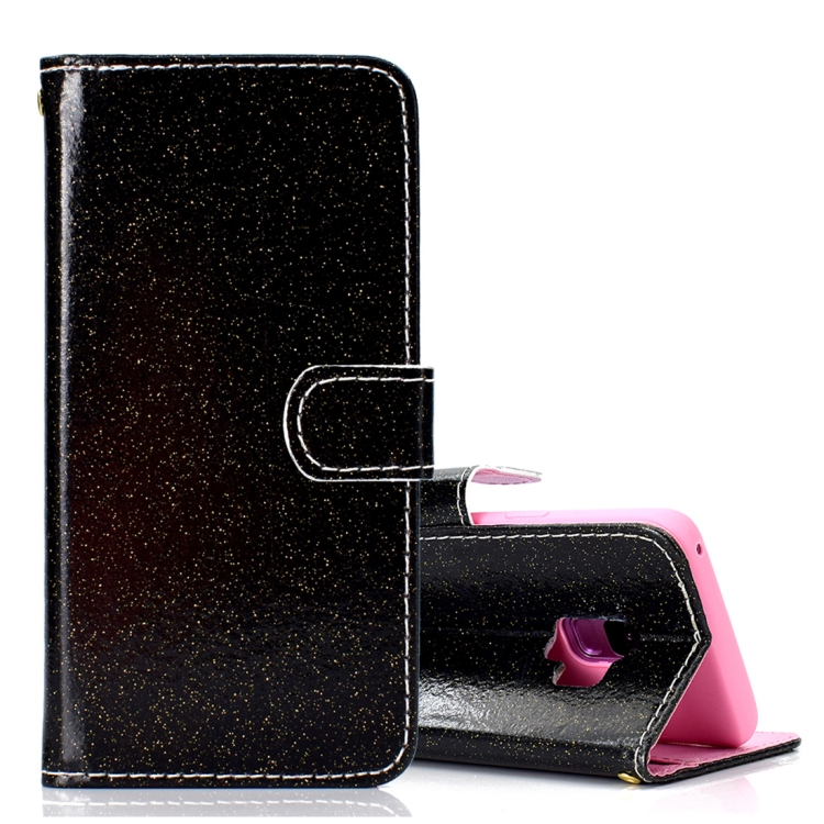 

Glitter Powder Horizontal Flip Leather Case for Galaxy S9, with Card Slots & Wallet & Photo Frame & Sling (Black)