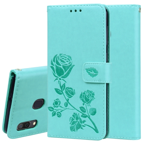 

Rose Embossed Horizontal Flip PU Leather Case for Galaxy A30 / A20, with Holder & Card Slots & Wallet (Green)