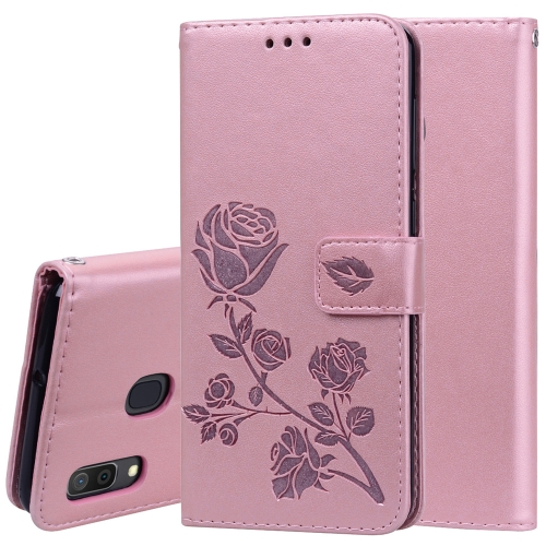 

Rose Embossed Horizontal Flip PU Leather Case for Galaxy A30 / A20, with Holder & Card Slots & Wallet (Rose Gold)