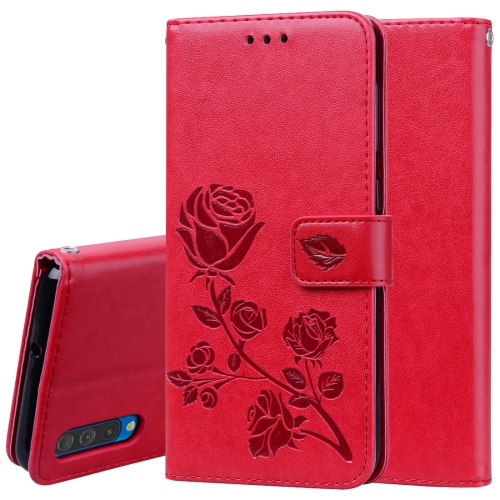 

Rose Embossed Horizontal Flip PU Leather Case for Galaxy A50, with Holder & Card Slots & Wallet (Red)