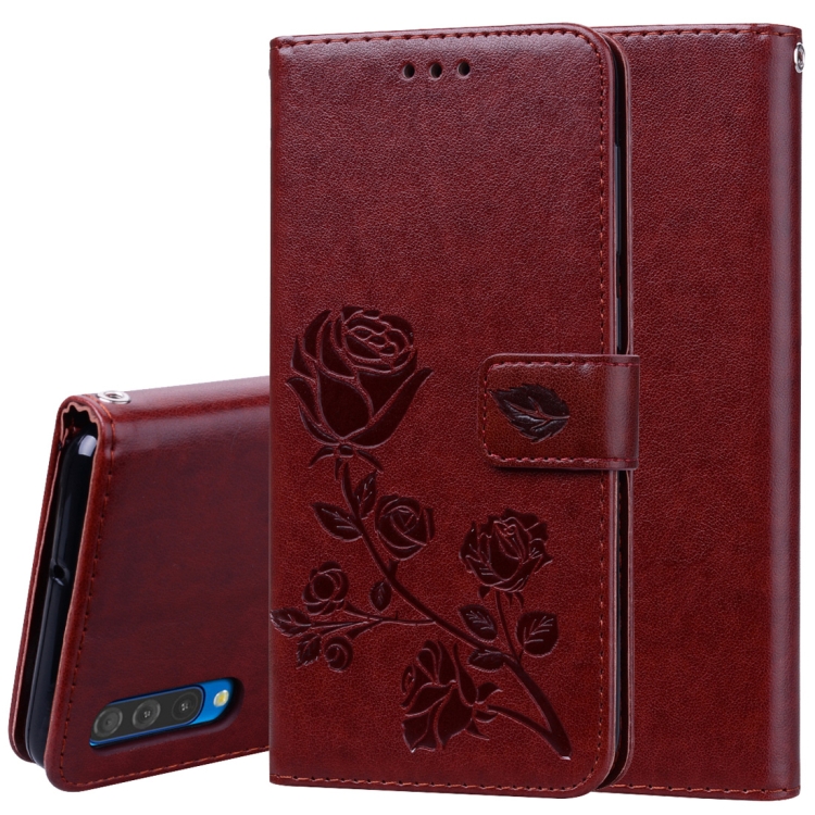 

Rose Embossed Horizontal Flip PU Leather Case for Galaxy A50, with Holder & Card Slots & Wallet (Brown)
