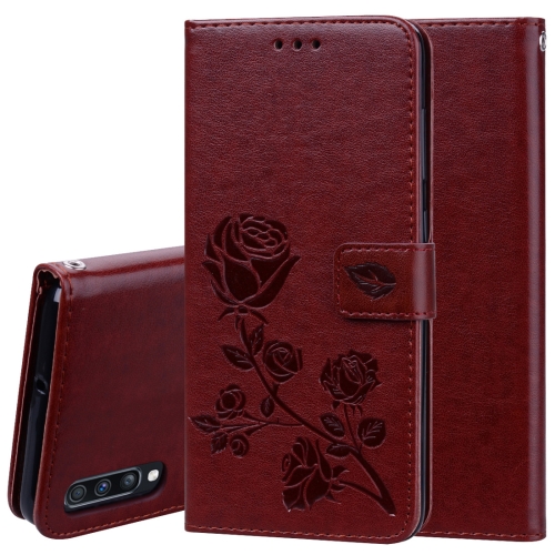 

Rose Embossed Horizontal Flip PU Leather Case for Galaxy A70, with Holder & Card Slots & Wallet (Brown)