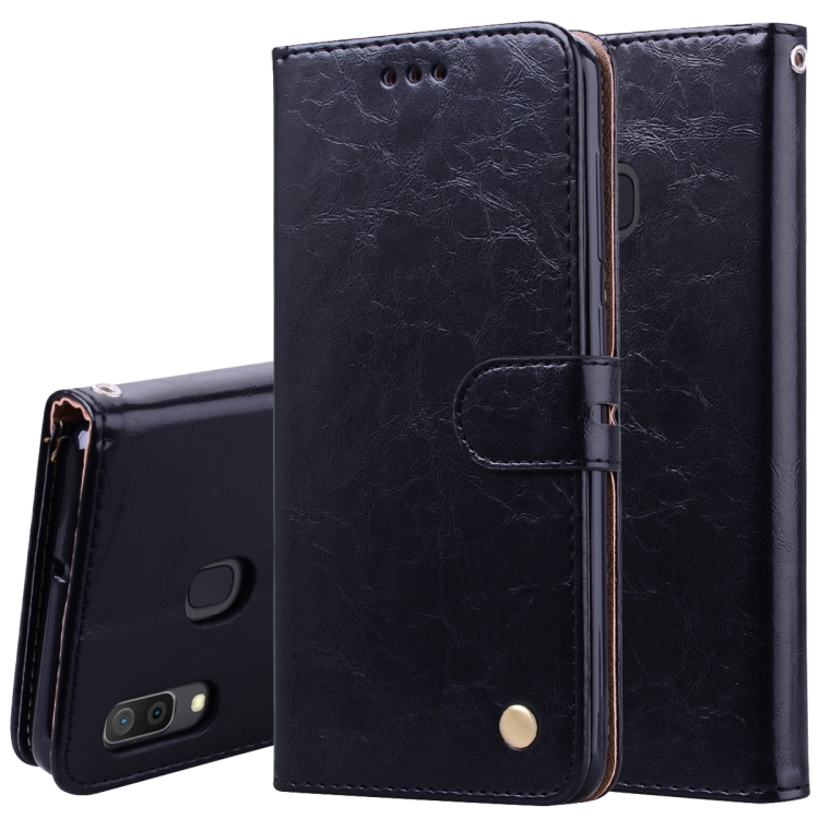 

Business Style Oil Wax Texture Horizontal Flip Leather Case for Galaxy A30, with Holder & Card Slots & Wallet(Black)