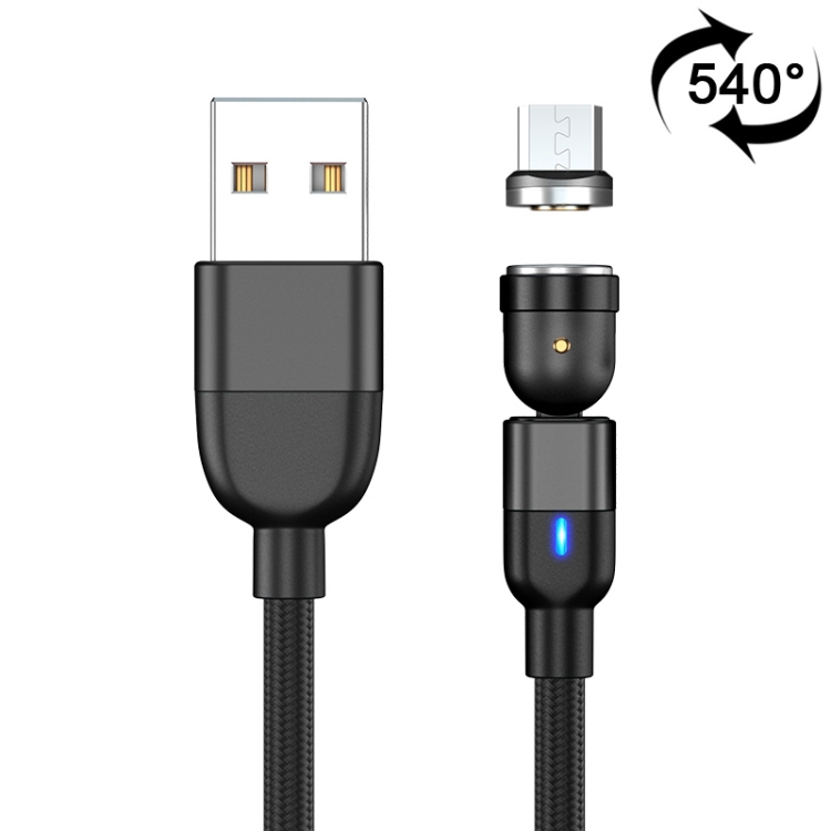 

2m 3A Output USB to Micro USB 540 Degree Rotating Magnetic Data Sync Charging Cable (Black)