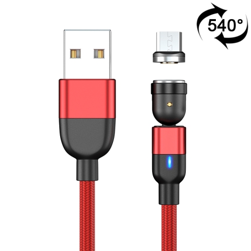

2m 3A Output USB to Micro USB 540 Degree Rotating Magnetic Data Sync Charging Cable (Red)