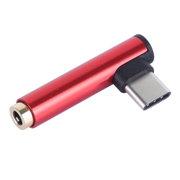 

Type-C Male to 3.5mm Female L-type Stereo Audio Headphone Jack Adapter(Red)