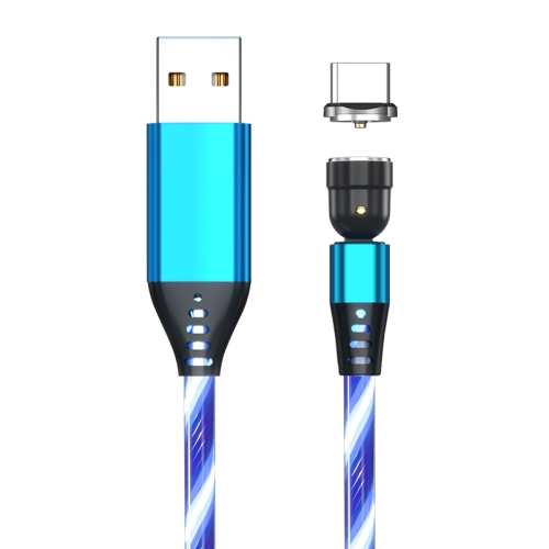 

2.4A USB to USB-C / Type-C 540 Degree Bendable Streamer Magnetic Data Cable, Cable Length: 1m (Blue)