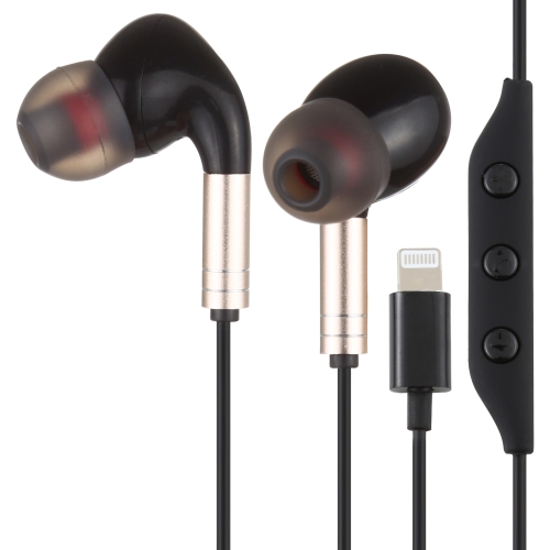 

520 8 Pin Interface In-ear Wired Wire-control Earphone with Silicone Earplugs, Cable Length: 1.2m (Gold)
