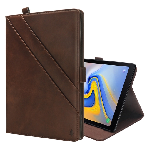 

Horizontal Flip Double Holder Leather Case for Galaxy Tab A 10.5 T590 / T595, with Card Slots & Photo Frame & Pen Slot(Dark Brown)