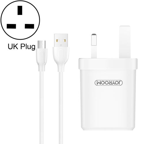 

JOYROOM L-M226 2.4A Dual USB Ports Travel Charger with Micro USB Cable, UK Plug, For Galaxy, Huawei, Xiaomi, LG, HTC and Other Smart Phones (White)