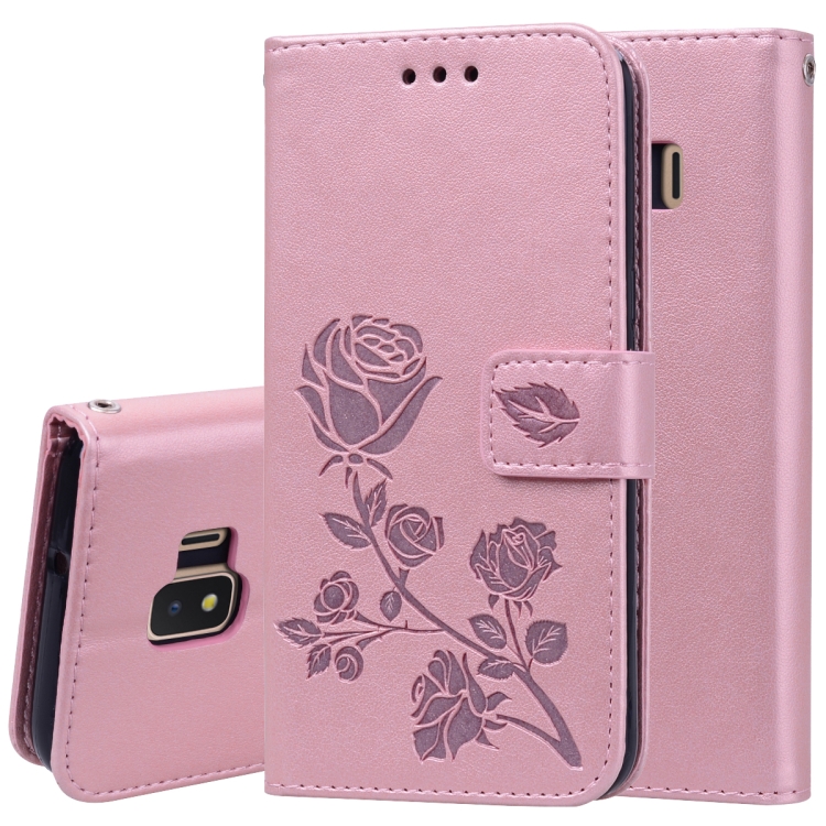 

Rose Embossed Horizontal Flip PU Leather Case for Galaxy J2 Core, with Holder & Card Slots & Wallet (Rose Gold)