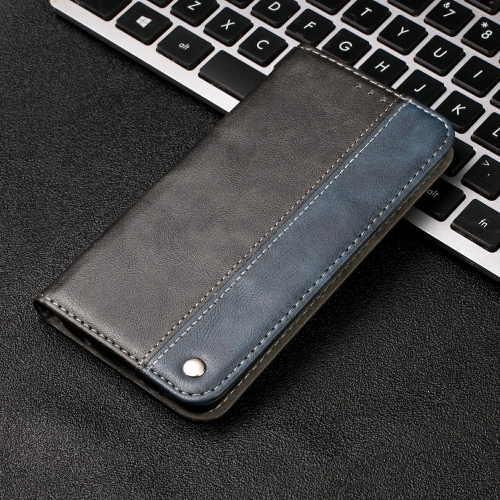 

Business Solid Color Stitching Horizontal Flip Leather Case for Galaxy A70, with Holder & Card Slots & Wallet & Lanyard (Blue)