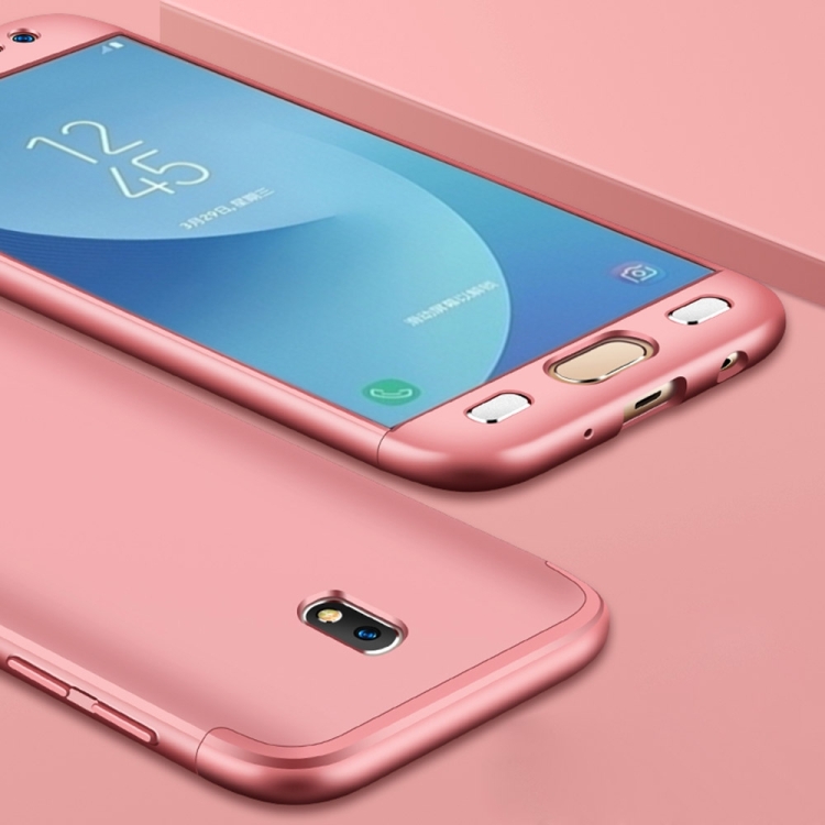

GKK For Galaxy J7 (2017) (EU Version) PC Three Stage Splicing 360 Degrees Full Coverage Protective Case Back Cover(Rose Gold)