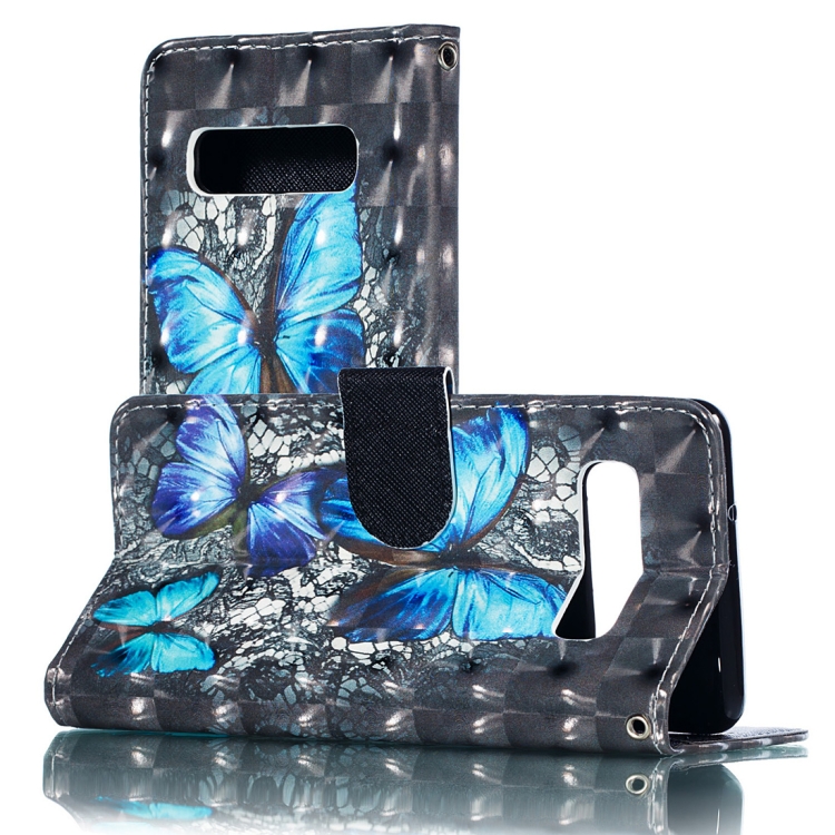 

3D Blue Diamond Butterflies Pattern Horizontal Flip PU Leather Case for Galaxy S10, with Holder & Card Slots & Wallet & Photo Frame