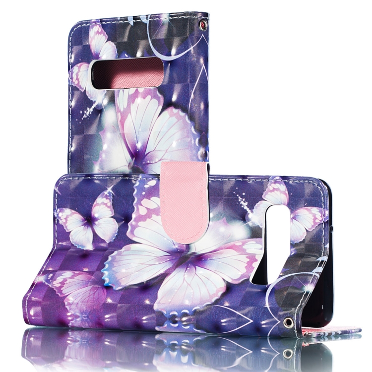 

3D Purple Butterflies Pattern Horizontal Flip PU Leather Case for Galaxy S10, with Holder & Card Slots & Wallet & Photo Frame