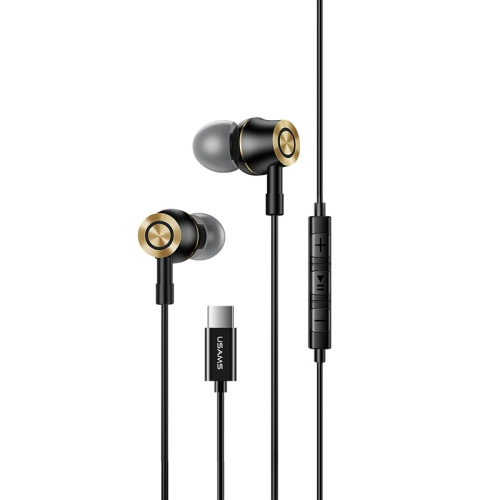 

USAMS US-SJ482 EP-43 Wired In Ear USB-C / Type-C Interface Metal Digital HiFi Noise Reduction Earphones with Mic, Length: 1.2m (Black)
