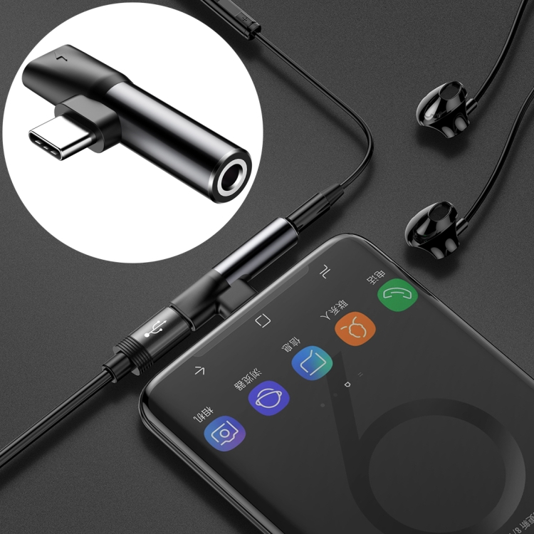 

Baseus Type-C to Type-C & 3.5mm Jack Audio Converter, For Galaxy, HTC, Google, LG, Sony, Huawei, Xiaomi, Lenovo and Other Android Phone(Black)