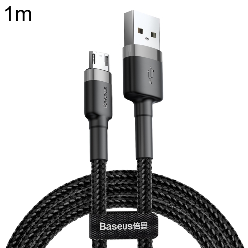 

Baseus CAMKLF-B09 1m 2.4A USB to Micro USB Cafule Double-sided Insertion Braided Cord Data Sync Charging Cable, For Galaxy, Huawei, Xiaomi, LG, HTC and Other Smart Phones(Grey)