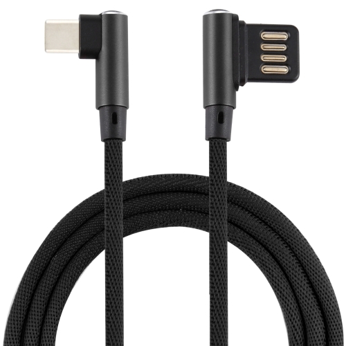 

2A USB Elbow to USB-C / Type-C Elbow Braided Data Cable, Cable Length: 2m (Black)