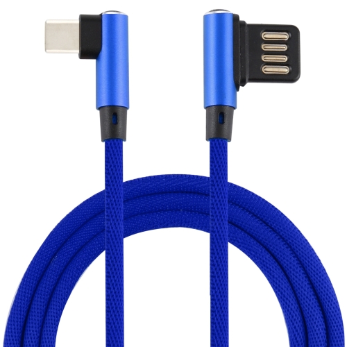 

2A USB Elbow to USB-C / Type-C Elbow Braided Data Cable, Cable Length: 2m (Blue)