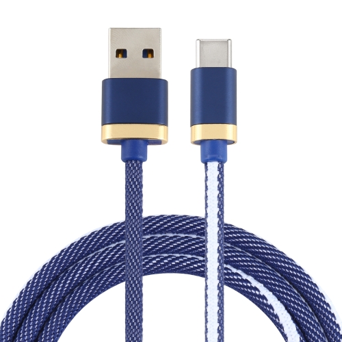 

3A USB to USB-C / Type-C Two-color Braided Data Cable, Cable Length: 1m (Blue)