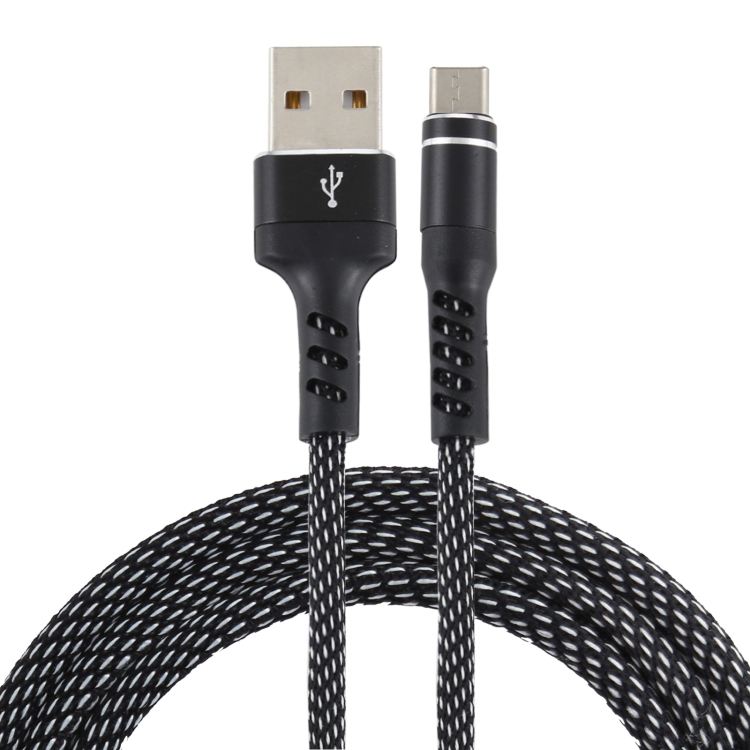 

2A USB to Micro USB Two-color Braided Data Cable, Cable Length: 1m (Black)
