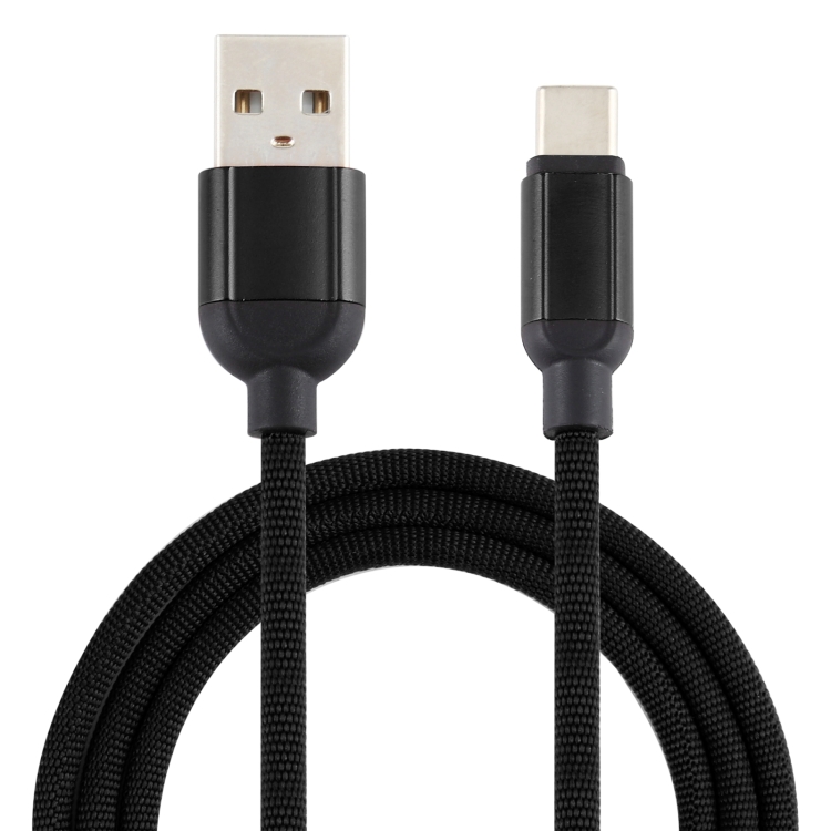 

3A USB to USB-C / Type-C Braided Data Cable, Cable Length: 1m (Black)